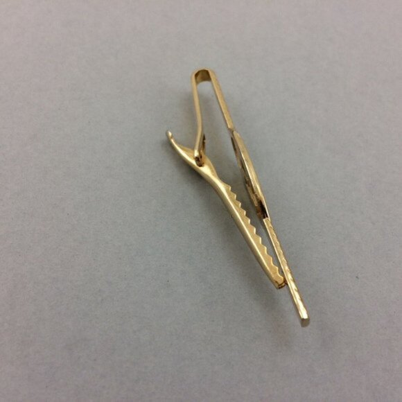 Vintage Tie Bar Clip Initial Letter E Signed Swank Gold Tone Long - Picture 15 of 15